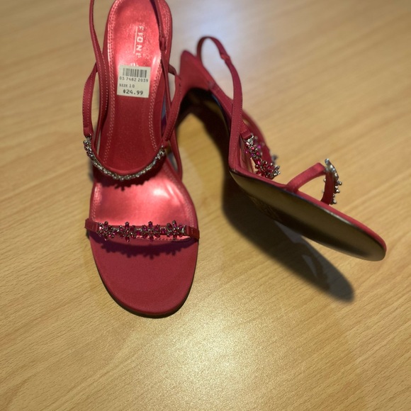 FIONI Pink Satin Heels with Jewels - Picture 12 of 16